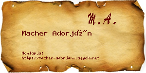 Macher Adorján névjegykártya